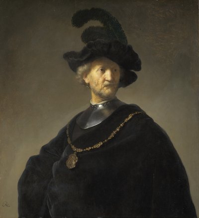 Oude man met een gouden ketting door Rembrandt van Rijn