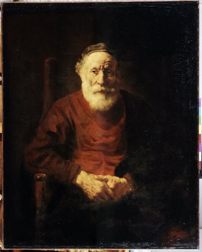Portret van een oude man in rood door Rembrandt Harmensz. van Rijn
