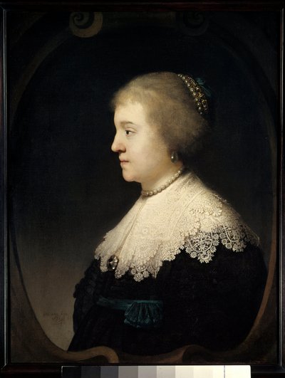 Portret van een vrouw (Saskia?) door Rembrandt van Rijn