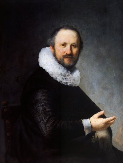 Portret van een zittende man door Rembrandt Harmensz. van Rijn