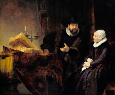 Portret van de Doopsgezinde predikant Cornelius Claesz Anslo en zijn vrouw Aaltje Gerritsdr Shouten door Rembrandt van Rijn