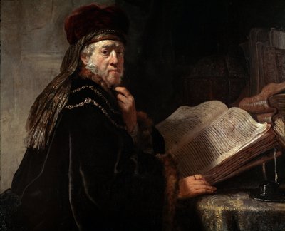Portret van de wijze door Rembrandt van Rijn