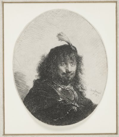 Rembrandt met gevederde hoed, 1634 door Rembrandt van Rijn
