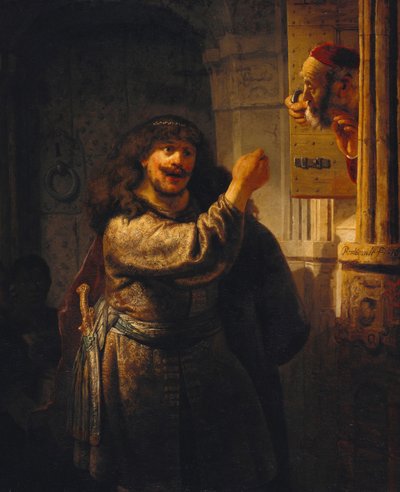 Samson bedreigde zijn schoonvader Schilderij van Rembrandt van Rhijn (1606-1669) 1635 Staatliche Museen, Berlijn door Rembrandt van Rijn