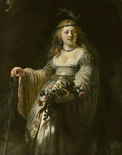 Saskia van Uylenburgh in Arcadisch Kostuum door Rembrandt van Rijn