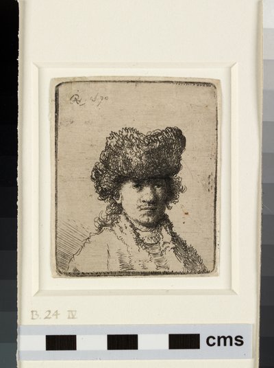 Zelfportret met een bontmuts door Rembrandt van Rijn