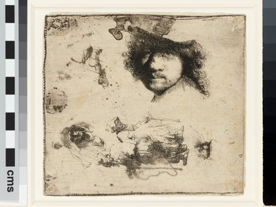 Blad met studies door Rembrandt van Rijn