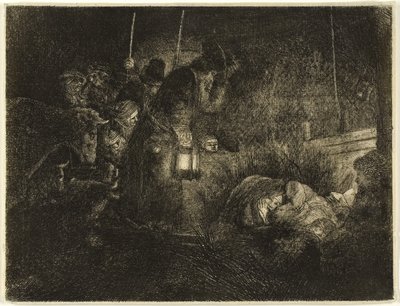 De aanbidding van de herders: een nachtstuk, c.1657 door Rembrandt Harmensz. van Rijn
