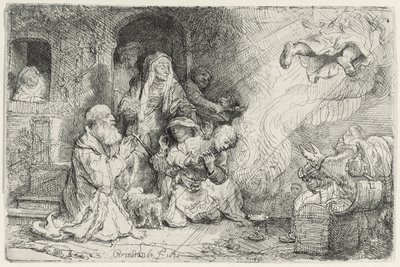 De engel vertrekt uit de familie van Tobias door Rembrandt van Rijn