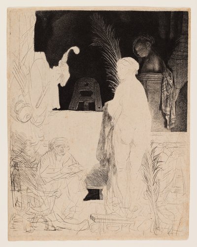 De kunstenaar tekent van het model, ca. 1639 door Rembrandt Harmensz. van Rijn
