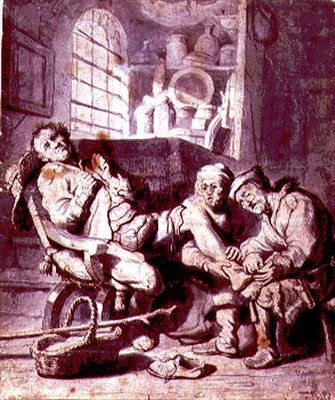 De verstuikte voet door Rembrandt Harmensz. van Rijn