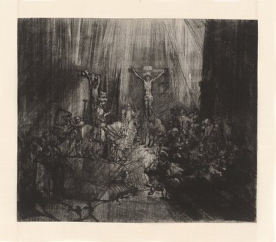 De drie kruisen, ca.1653-55 (gravure) door Rembrandt Harmensz. van Rijn