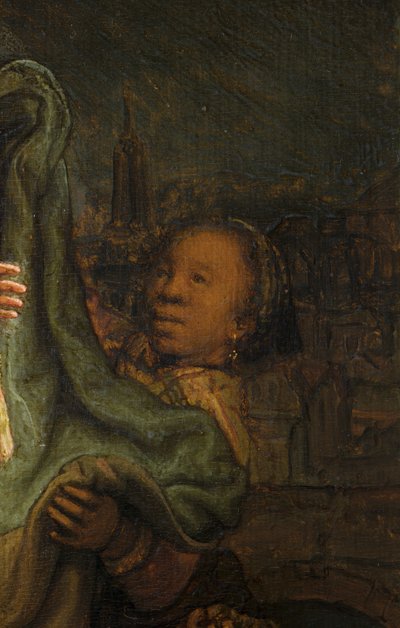 De Visitatie (detail) door Rembrandt van Rijn