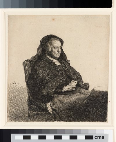 De moeder van de kunstenaar zittend aan een tafel, c.1631 door Rembrandt van Rijn
