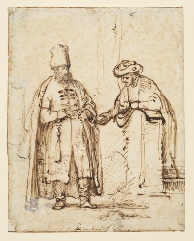 Twee mannen in gesprek, 1641 door Rembrandt van Rijn