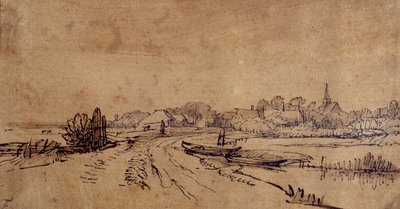Gezicht op Sloten, ca. 1650 door Rembrandt Harmensz. van Rijn