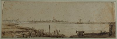Uitzicht op de rivier de IJ vanaf de Diemerdijk, ca. 1650 door Rembrandt Harmensz. van Rijn