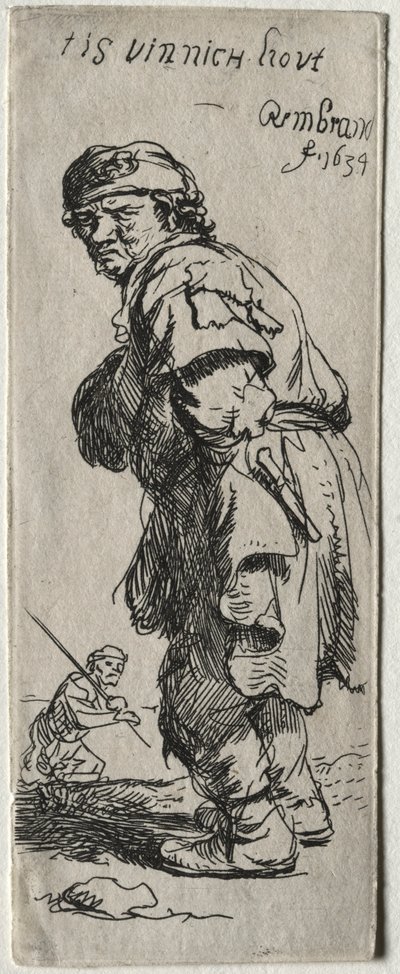 Een Boer Roept: het is erg koud, 1634 door Rembrandt van Rijn