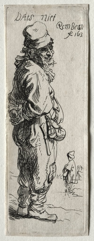 Een Boer die Antwoordt: dat is niets, waarschijnlijk 1634 door Rembrandt van Rijn
