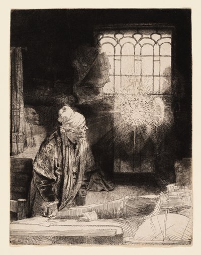 Een Geleerde in Zijn Studie (Faust) door Rembrandt van Rijn