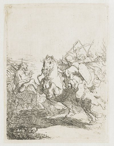 Een cavaleriegevecht door Rembrandt van Rijn