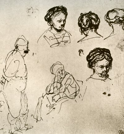 Een pagina met schetsen, 1913 door Rembrandt van Rijn