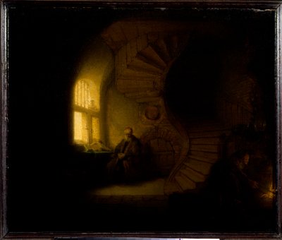 Een filosoof in meditatie door Rembrandt van Rijn