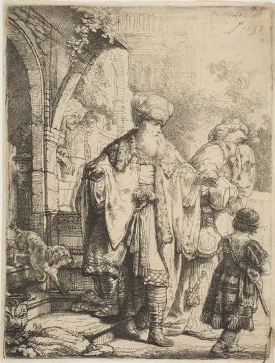 Abraham verdrijft Hagar en Ismaël, 1637 door Rembrandt van Rijn
