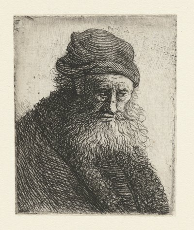 Baardman met kort golvend haar: buste door Rembrandt van Rijn