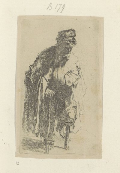 Bedelaar met een houten been door Rembrandt van Rijn