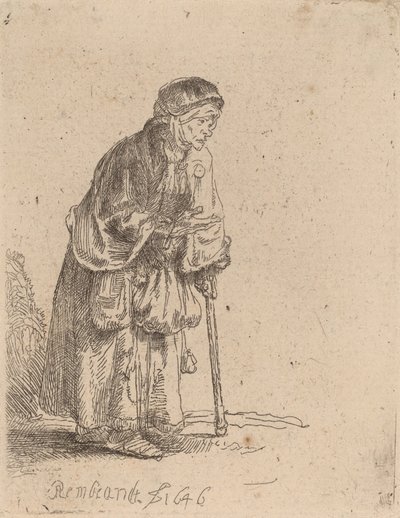 Bedelares Leunend op een Stok, 1646 door Rembrandt van Rijn