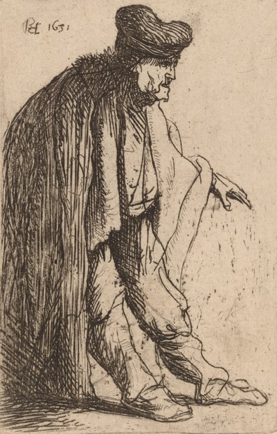 Bedelaar met Zijn Linkerhand Uitgestoken door Rembrandt van Rijn
