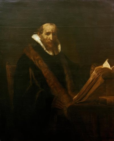 Portret van Johannes Cornelisz. Sylvius (?) door Rembrandt van Rijn