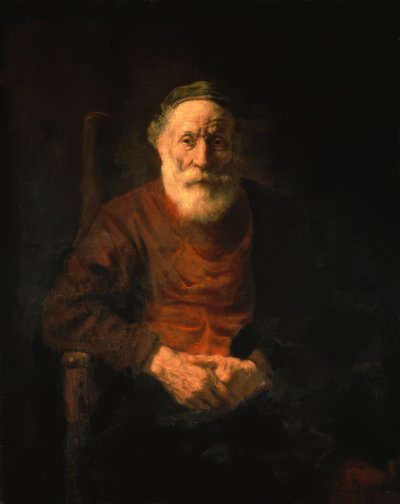 Portret van een oude man in rood gewaad door Rembrandt van Rijn