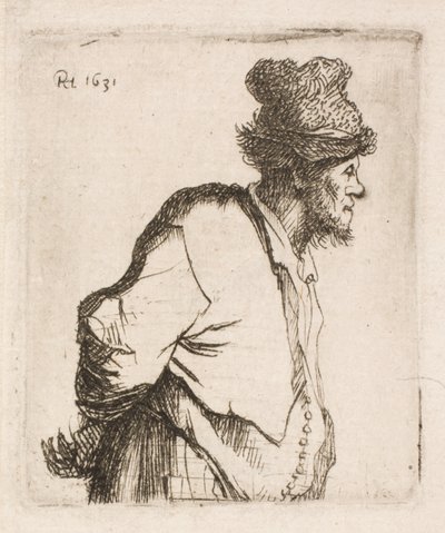 Boer met handen op de rug door Rembrandt van Rijn