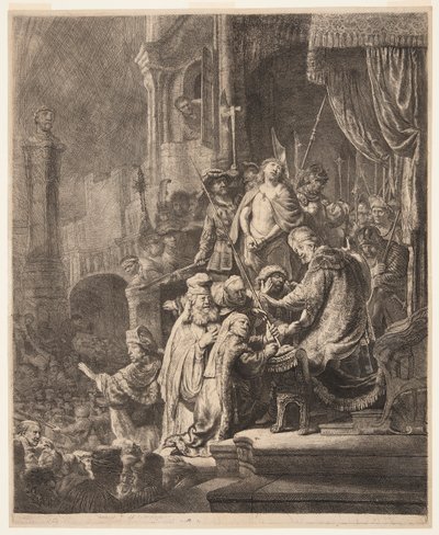 Christus voor Pilatus: De Grote Plaat door Rembrandt van Rijn