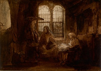 Christus in Gesprek met Martha en Maria, ca. 1652 door Rembrandt van Rijn