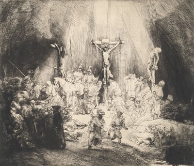 Christus Gekruisigd tussen de Twee Dieven De Drie Kruisen, 1653 door Rembrandt van Rijn