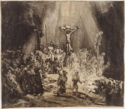 Christus gekruisigd tussen de twee dieven: De drie kruisen door Rembrandt van Rijn