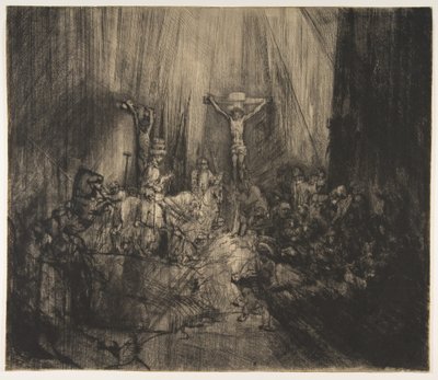 Christus Gekruisigd tussen de Twee Dieven: De Drie Kruisen door Rembrandt van Rijn