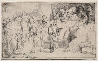 Christus in Gesprek met de Doktoren: Een Schets door Rembrandt van Rijn
