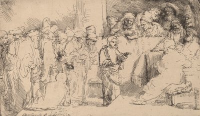 Christus in Gesprek met de Dokters: een Schets door Rembrandt van Rijn