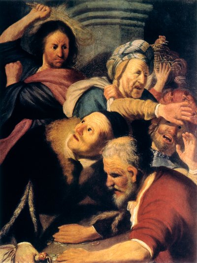 Christus verdrijft de geldwisselaars uit de tempel, 1626 door Rembrandt van Rijn