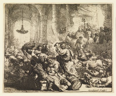 Christus Verdrijft de Geldwisselaars uit de Tempel door Rembrandt van Rijn