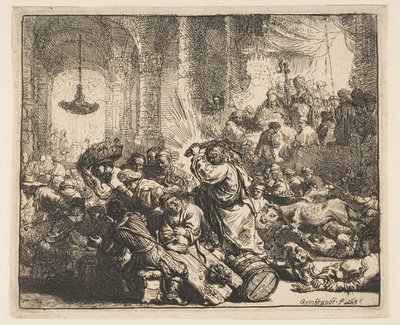 Christus Verdrijft de Geldwisselaars uit de Tempel door Rembrandt van Rijn