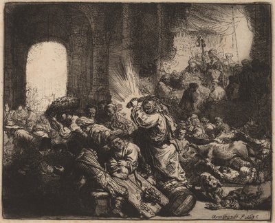 Christus Verdrijft de Geldwisselaars uit de Tempel door Rembrandt van Rijn