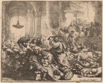 Christus Verdrijft de Geldwisselaars uit de Tempel door Rembrandt van Rijn