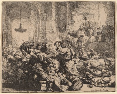 Christus Verdrijft de Geldwisselaars uit de Tempel door Rembrandt van Rijn