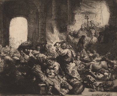 Christus verdrijft de geldwisselaars uit de tempel, 1635 door Rembrandt van Rijn