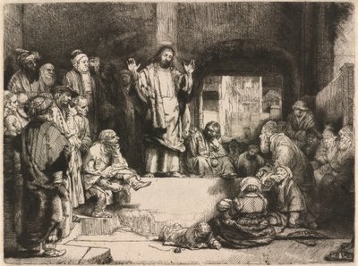 Christ Preaching (Het kleine graf) door Rembrandt van Rijn